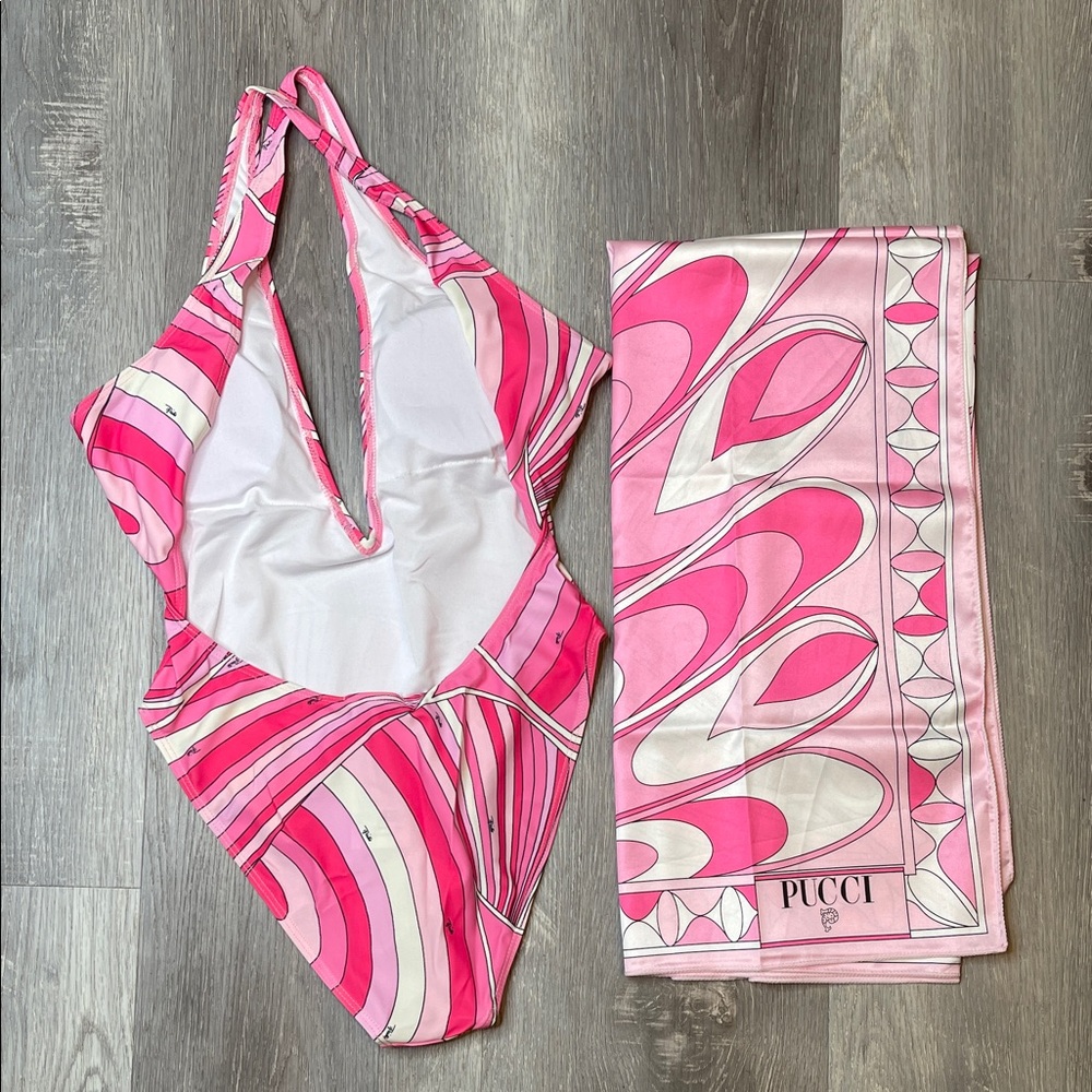 Emilio Pucci Pink Graphic One-Piece Swimsuit - Picture 2 of 2